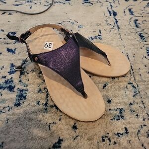 Vionic Kirra Blue Metallic Thong Sandals Size 8